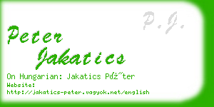 peter jakatics business card